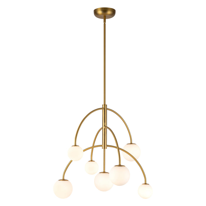 Fiona 27-in Brushed Gold Chandelier with Opal Glass
