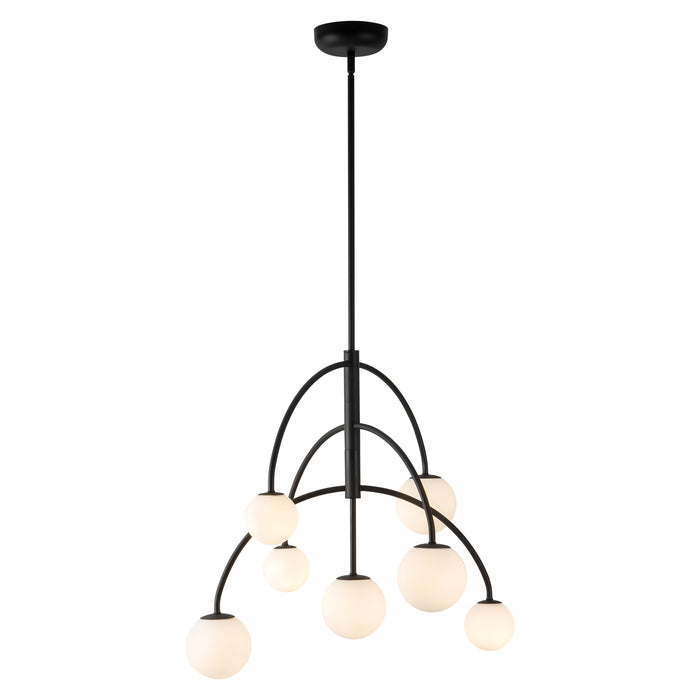 Fiona 27-in Matte Black Chandelier with Opal Glass