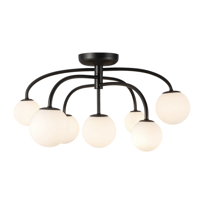 Fiona 27-in Matte Black Flush Mount with Opal Glass