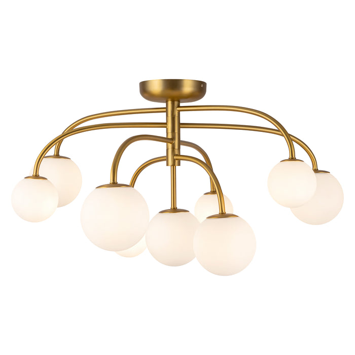 Fiona 33-in Brushed Gold Flush Mount with Opal Glass