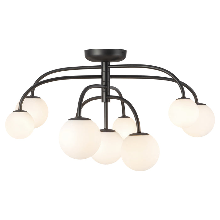 Fiona 33-in Matte Black Flush Mount with Opal Glass