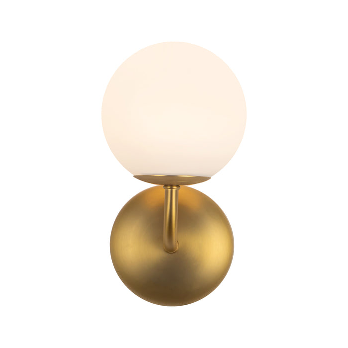Fiona 5-in (10-in Height) Brushed Gold Wall Sconce with Opal Glass