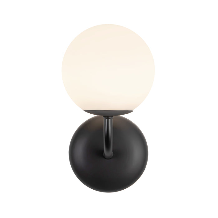 Fiona 5-in (10-in Height) Matte Black Wall Sconce with Opal Glass