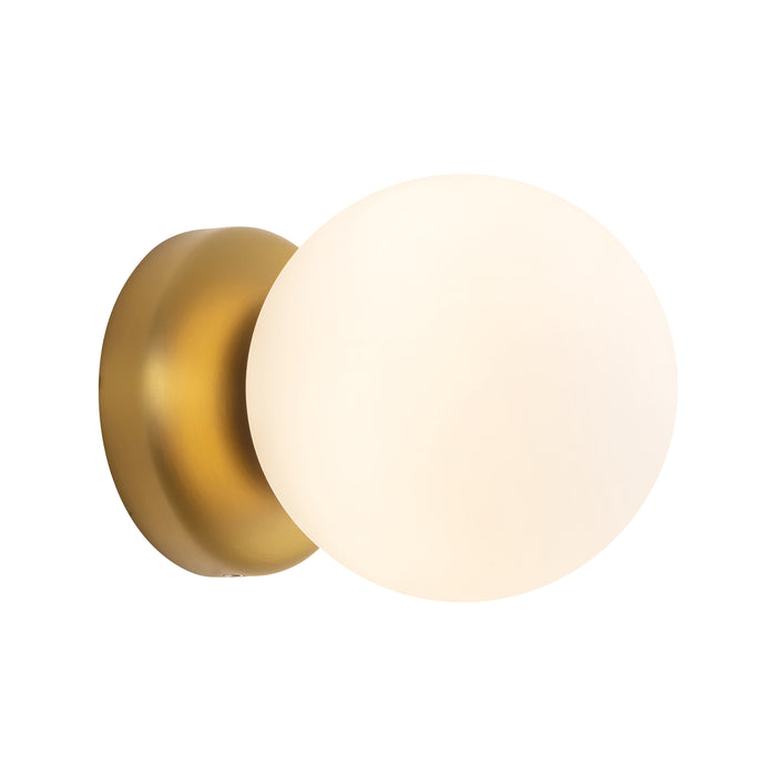 Fiona 5-in Brushed Gold Wall Sconce with Opal Glass