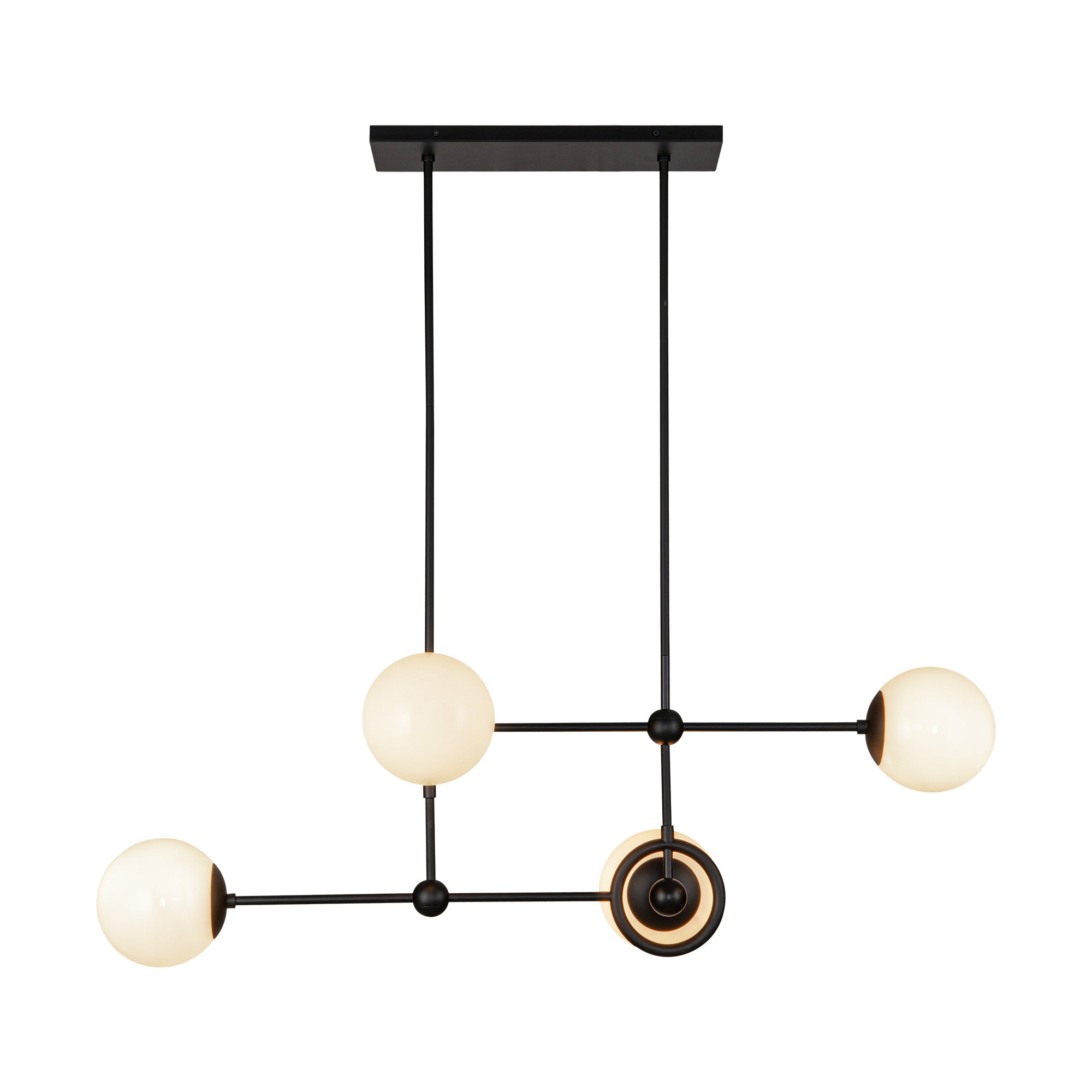 Fiore 42-in Matte Black/Glossy Opal Glass 4 Lights Chandelier by Alora Lighting | CH407342MBGO | Alora Lighting