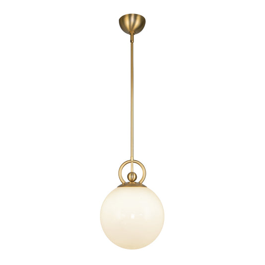 Fiore 10-in Brushed Gold/Glossy Opal Glass 1 Light Pendant by Alora Lighting | PD407910BGGO | Alora Lighting