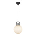 Load image into Gallery viewer, Fiore 10-in Matte Black/Glossy Opal Glass 1 Light Pendant by Alora Lighting | PD407910MBGO | Alora Lighting
