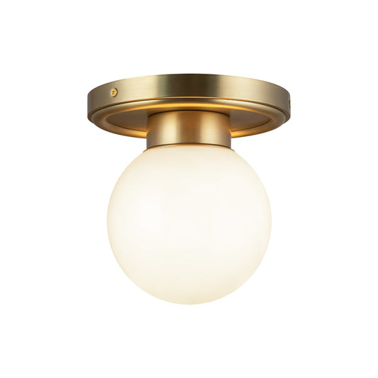 Fiore 6-in Brushed Gold/Glossy Opal Glass 1 Light Semi-Flush by Alora Lighting | SF407306BGGO | Alora Lighting