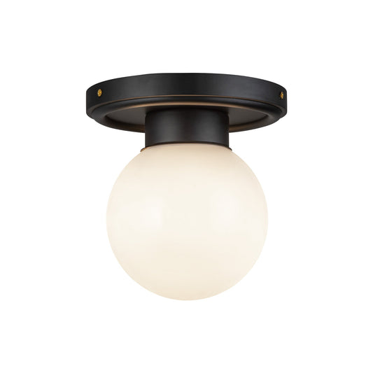 Fiore 6-in Matte Black/Glossy Opal Glass 1 Light Semi-Flush by Alora Lighting | SF407306MBGO | Alora Lighting