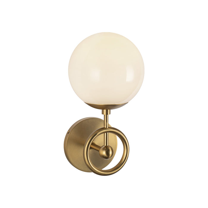 Fiore 6-in Brushed Gold/Glossy Opal Glass 1 Light Wall Vanity by Alora Lighting | WV407306BGGO | Alora Lighting