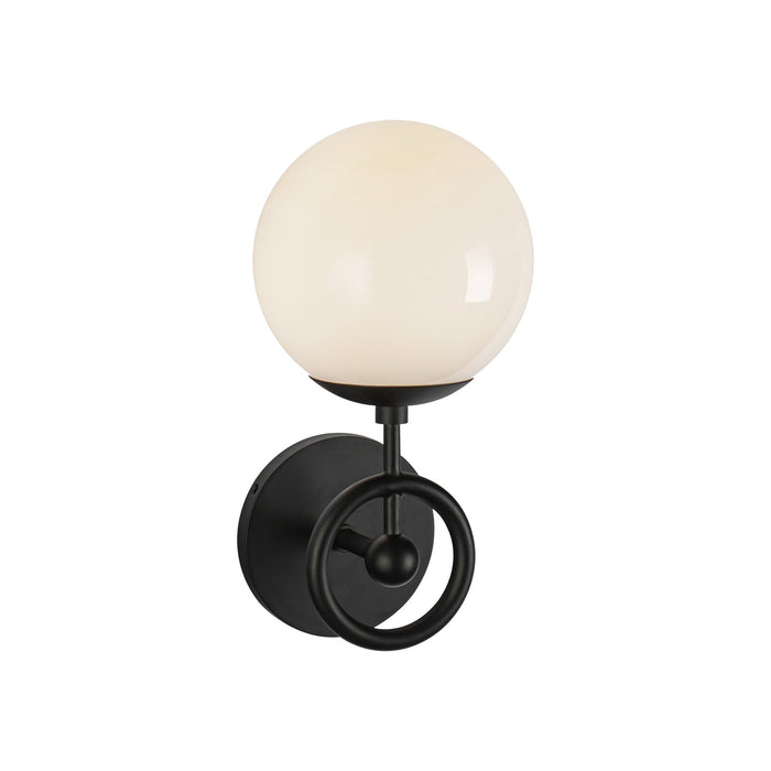 Fiore 6-in Matte Black/Glossy Opal Glass 1 Light Wall Vanity by Alora Lighting | WV407306MBGO | Alora Lighting