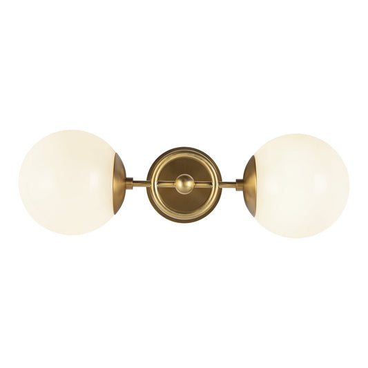 Fiore 18-in Brushed Gold/Glossy Opal Glass 2 Lights Wall Vanity by Alora Lighting | WV407618BGGO | Alora Lighting