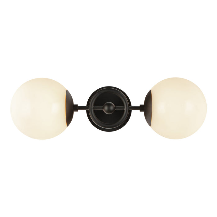 Fiore 18-in Matte Black/Glossy Opal Glass 2 Lights Wall Vanity by Alora Lighting | WV407618MBGO | Alora Lighting