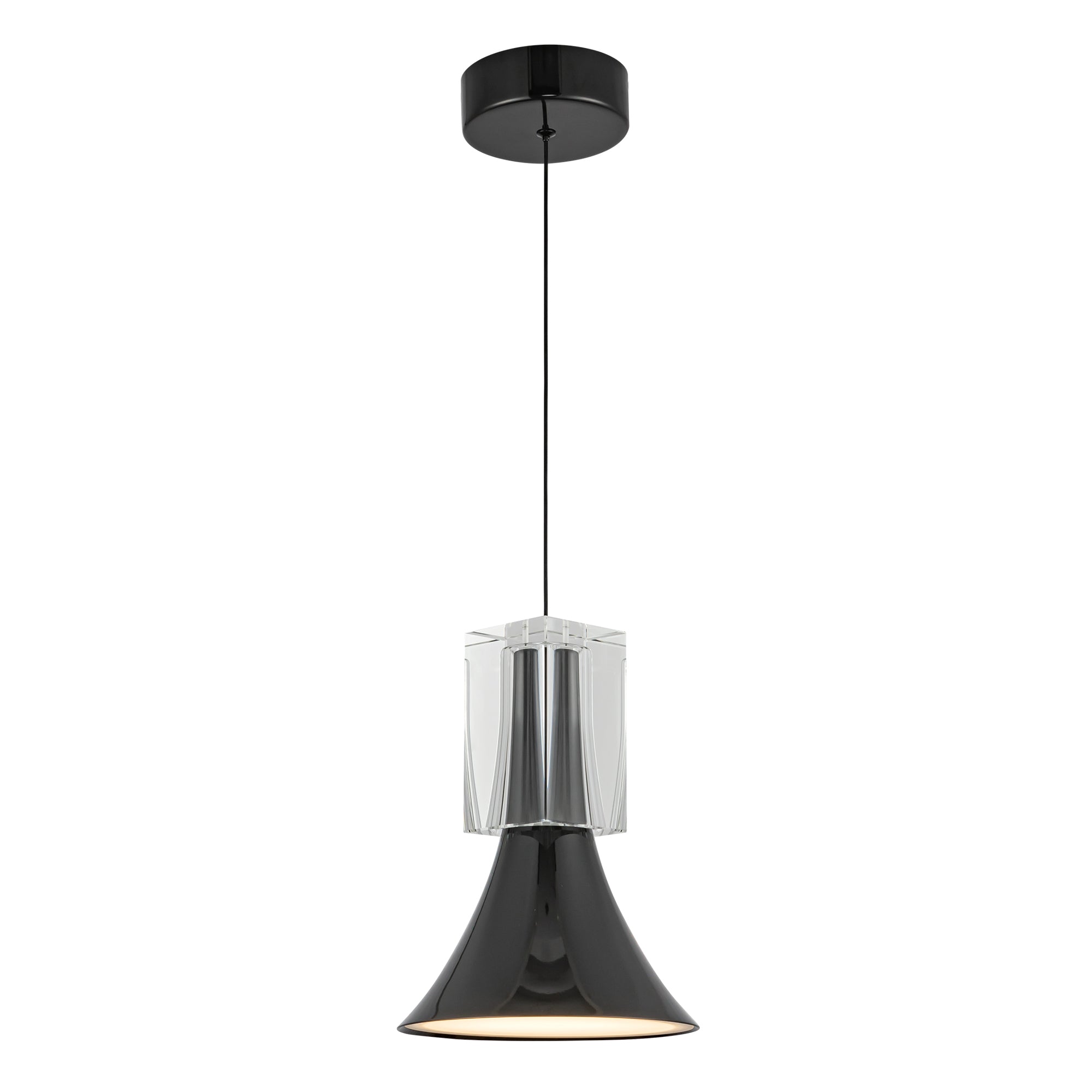 Floe LED Pendant in Glossy Black/Clear Crystal Finish | Kuzco Lighting
