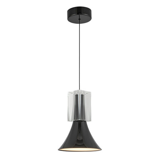 Floe LED Pendant in Glossy Black/Clear Crystal Finish | Kuzco Lighting
