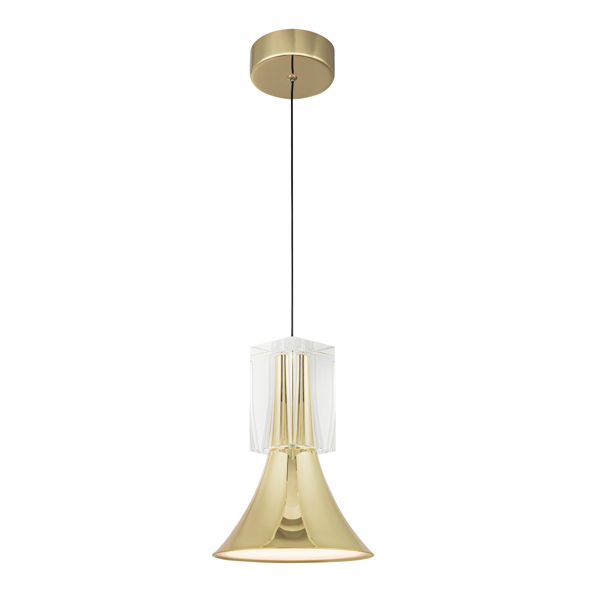 Floe LED Pendant in Metallic Brass/Clear Crystal Finish | Kuzco Lighting