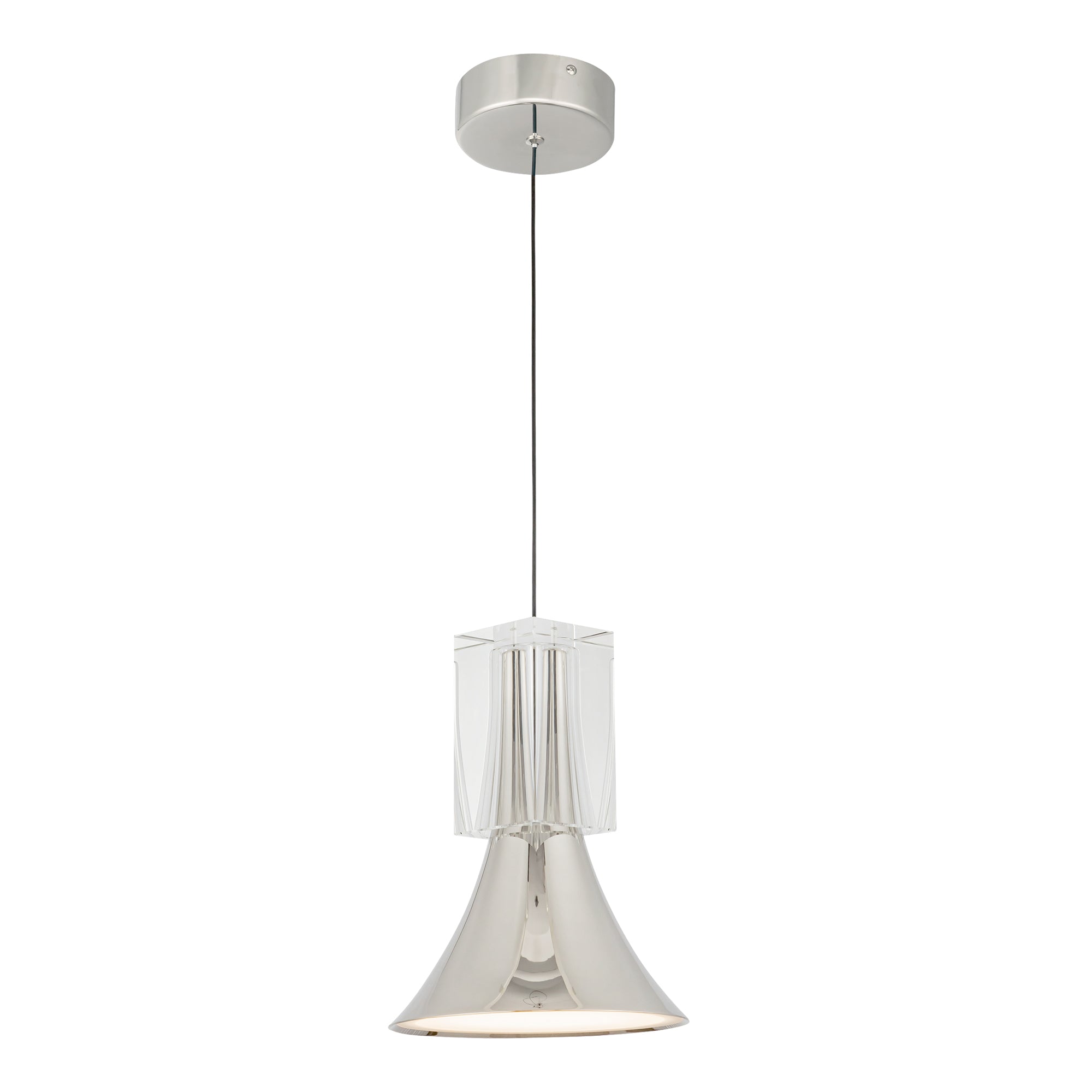 Floe LED Pendant in Polished Nickel/Clear Crystal Finish | Kuzco Lighting