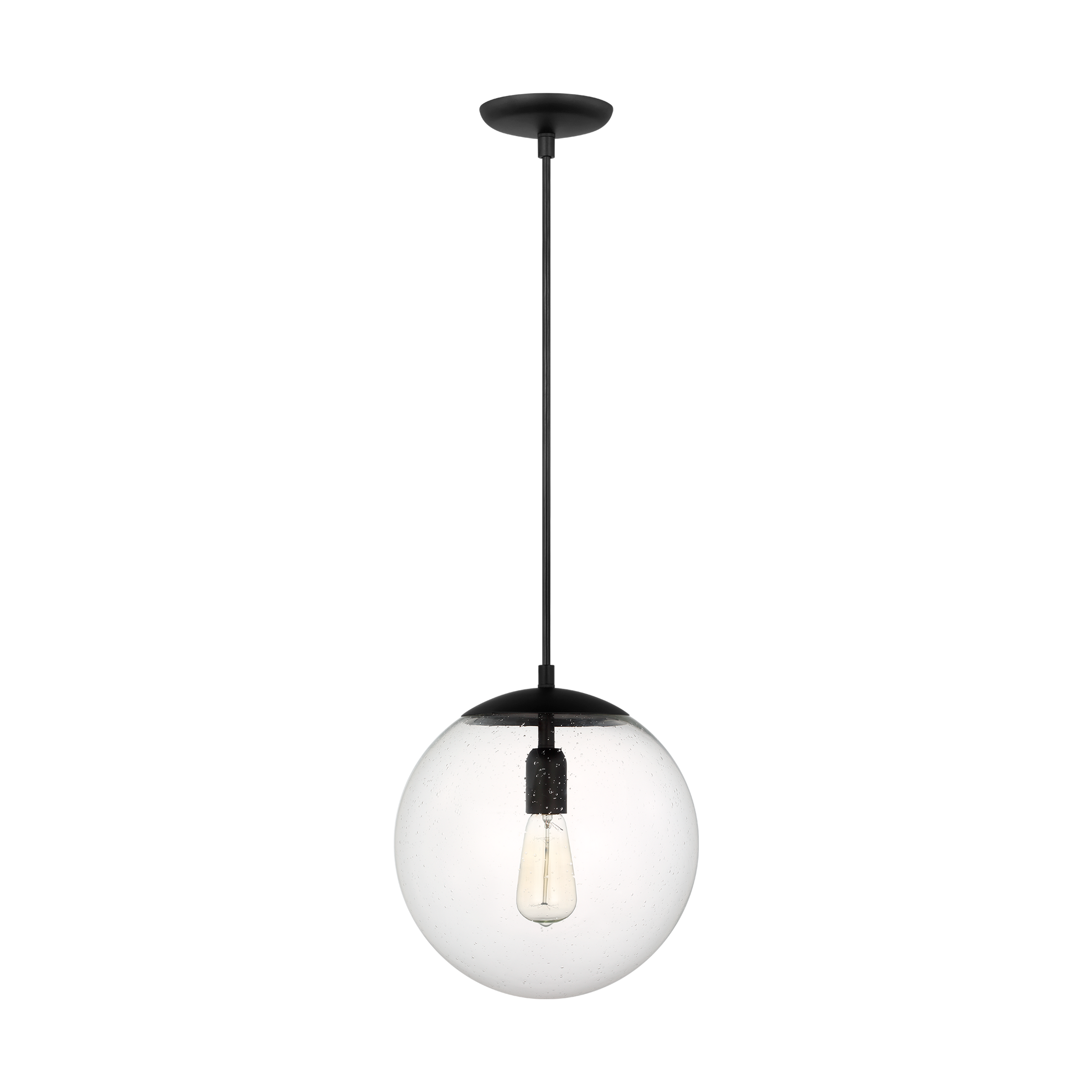 Leo - Hanging Globe Large One Light Pendant with Clear Seeded Glass