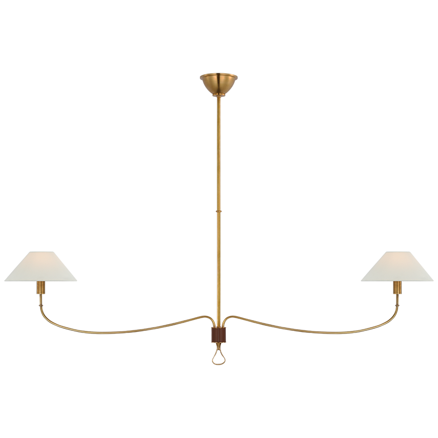 Griffin Grande Linear Chandelier Brass Saddle Leather