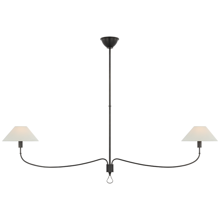 Griffin Grande Linear Chandelier Bronze Chocolate Leather