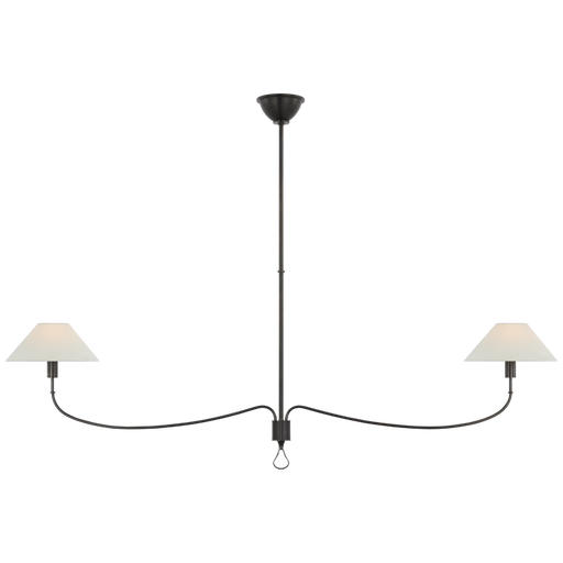 Griffin Grande Linear Chandelier Bronze Chocolate Leather