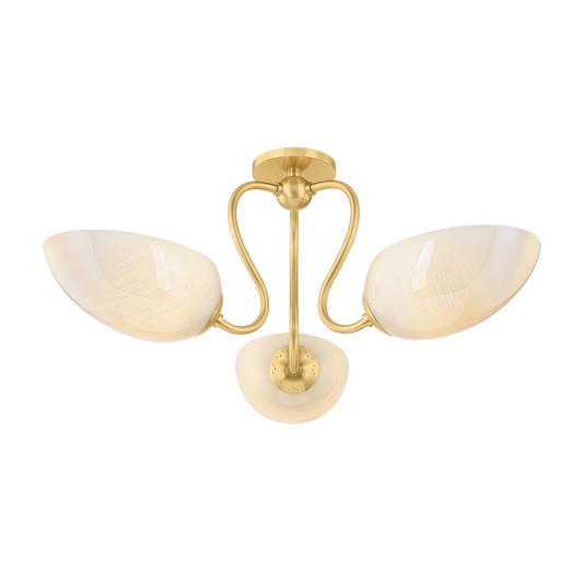 Reva Semi Flush by Mitzi in Aged Brass Finish 