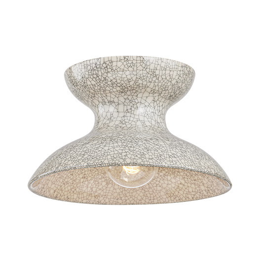 Carina Flush Mount by Mitzi in Aged Brass/Ceramic Belgian Crackle Finish 