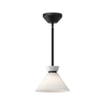 Load image into Gallery viewer, Halston 8-in Glossy Opal Glass/Matte Black 1 Light Pendant by Alora Lighting | PD470108MBGO | Alora Lighting

