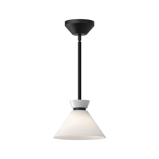 Halston 8-in Glossy Opal Glass/Matte Black 1 Light Pendant by Alora Lighting | PD470108MBGO | Alora Lighting