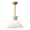 Load image into Gallery viewer, Halston 14-in Brushed Gold/Glossy Opal Glass 1 Light Pendant by Alora Lighting | PD470514BGGO | Alora Lighting
