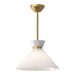 Halston 14-in Brushed Gold/Glossy Opal Glass 1 Light Pendant by Alora Lighting | PD470514BGGO | Alora Lighting