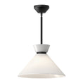 Load image into Gallery viewer, Halston 14-in Glossy Opal Glass/Matte Black 1 Light Pendant by Alora Lighting | PD470514MBGO | Alora Lighting
