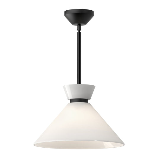 Halston 14-in Glossy Opal Glass/Matte Black 1 Light Pendant by Alora Lighting | PD470514MBGO | Alora Lighting