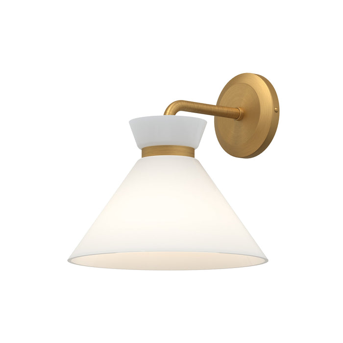 Halston 8-in Brushed Gold/Glossy Opal Glass 1 Light Wall/Vanity by Alora Lighting | WV470108BGGO | Alora Lighting