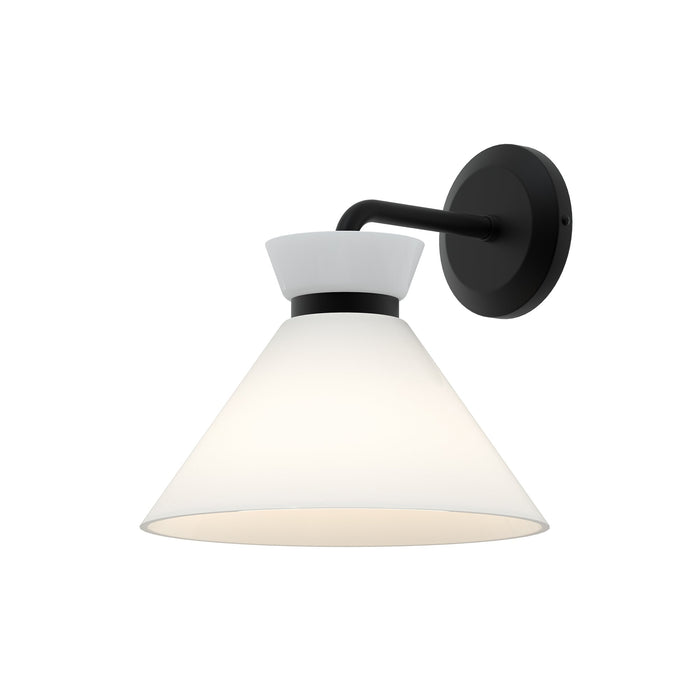 Halston 8-in Glossy Opal Glass/Matte Black 1 Light Wall/Vanity by Alora Lighting | WV470108MBGO | Alora Lighting