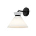 Halston 8-in Glossy Opal Glass/Matte Black 1 Light Wall/Vanity by Alora Lighting | WV470108MBGO | Alora Lighting