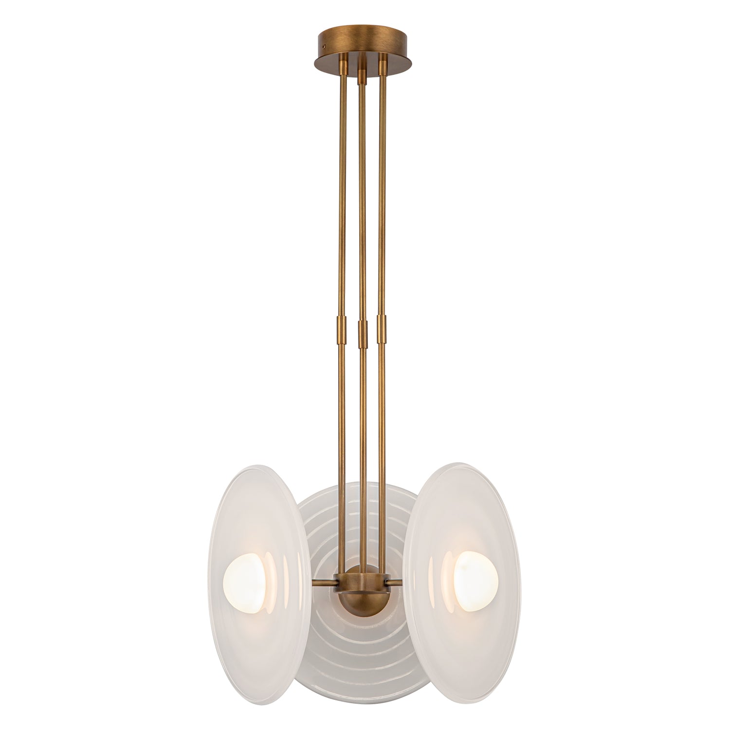 Harbour 18-in Vintage Brass/Glossy Opal LED Pendant by Alora Lighting | PD350318VBGO | Alora Lighting