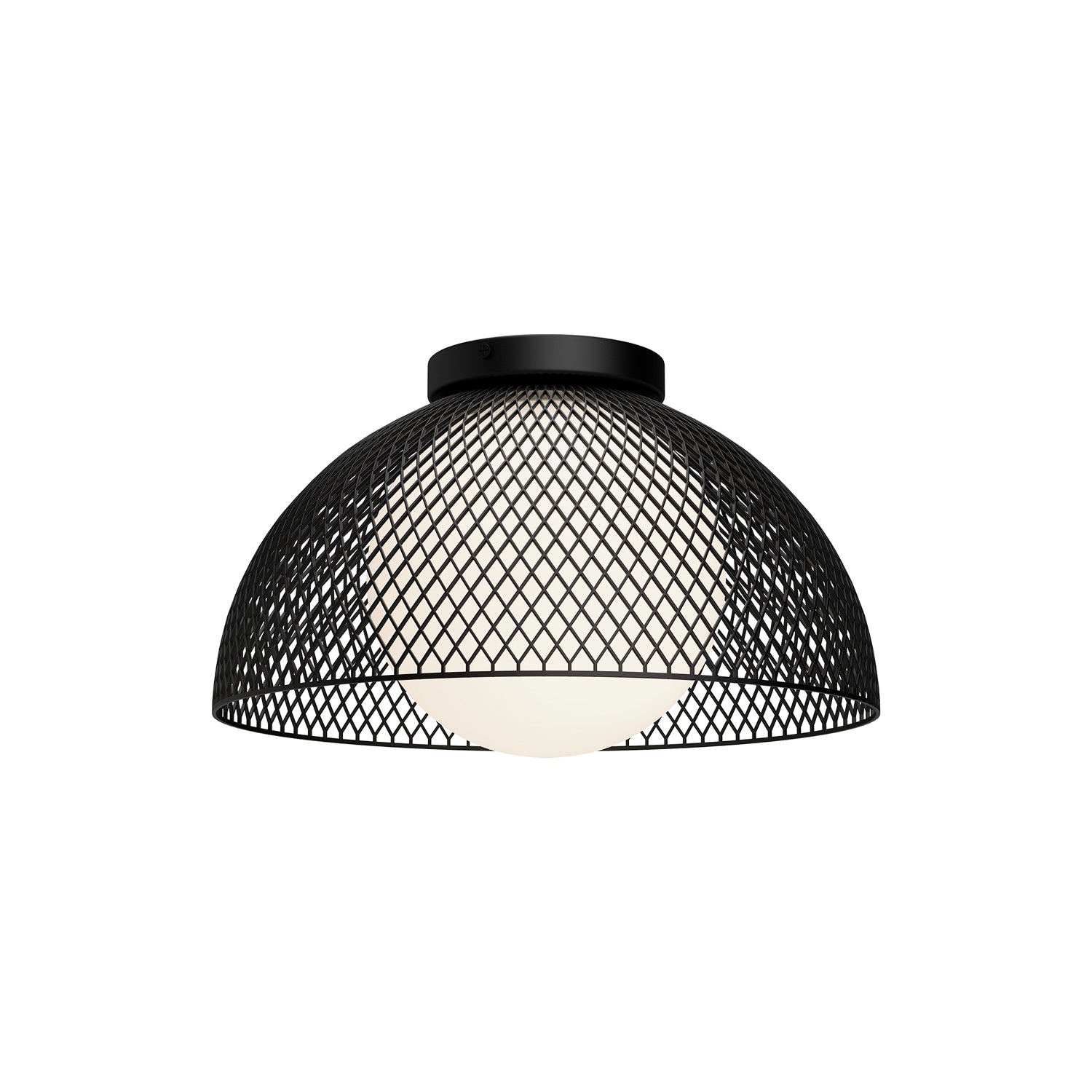 Haven 12-in Matte Black/Opal Matte Glass 1 Light Flush Mount by Alora Lighting | FM402513MBOP | Alora Lighting