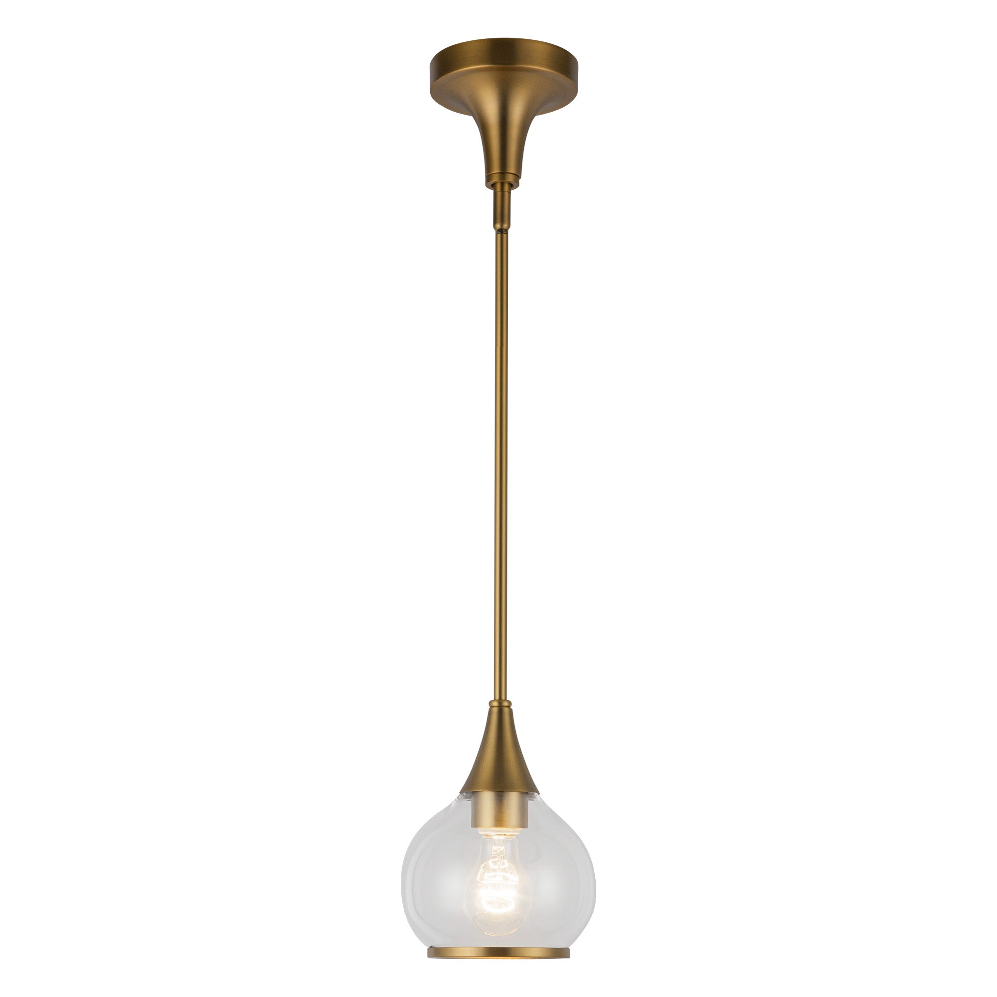Hazel 6-in Aged Gold/Clear Glass 1 Light Pendant by Alora Lighting | PD524006AGCL | Alora Lighting