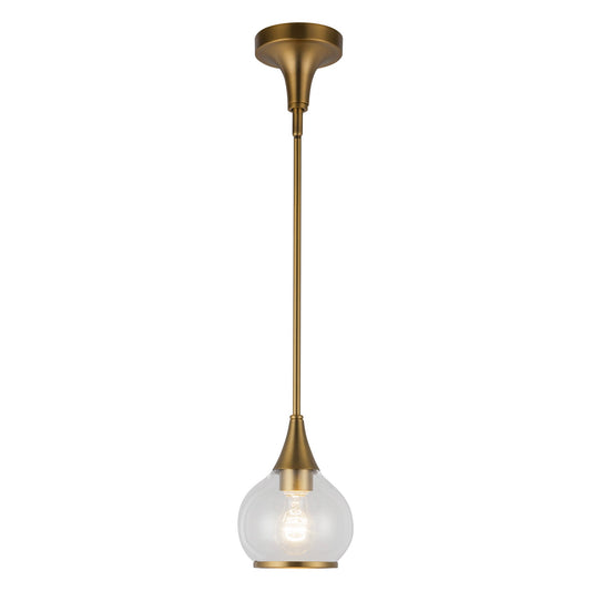 Hazel 6-in Aged Gold/Clear Glass 1 Light Pendant by Alora Lighting | PD524006AGCL | Alora Lighting