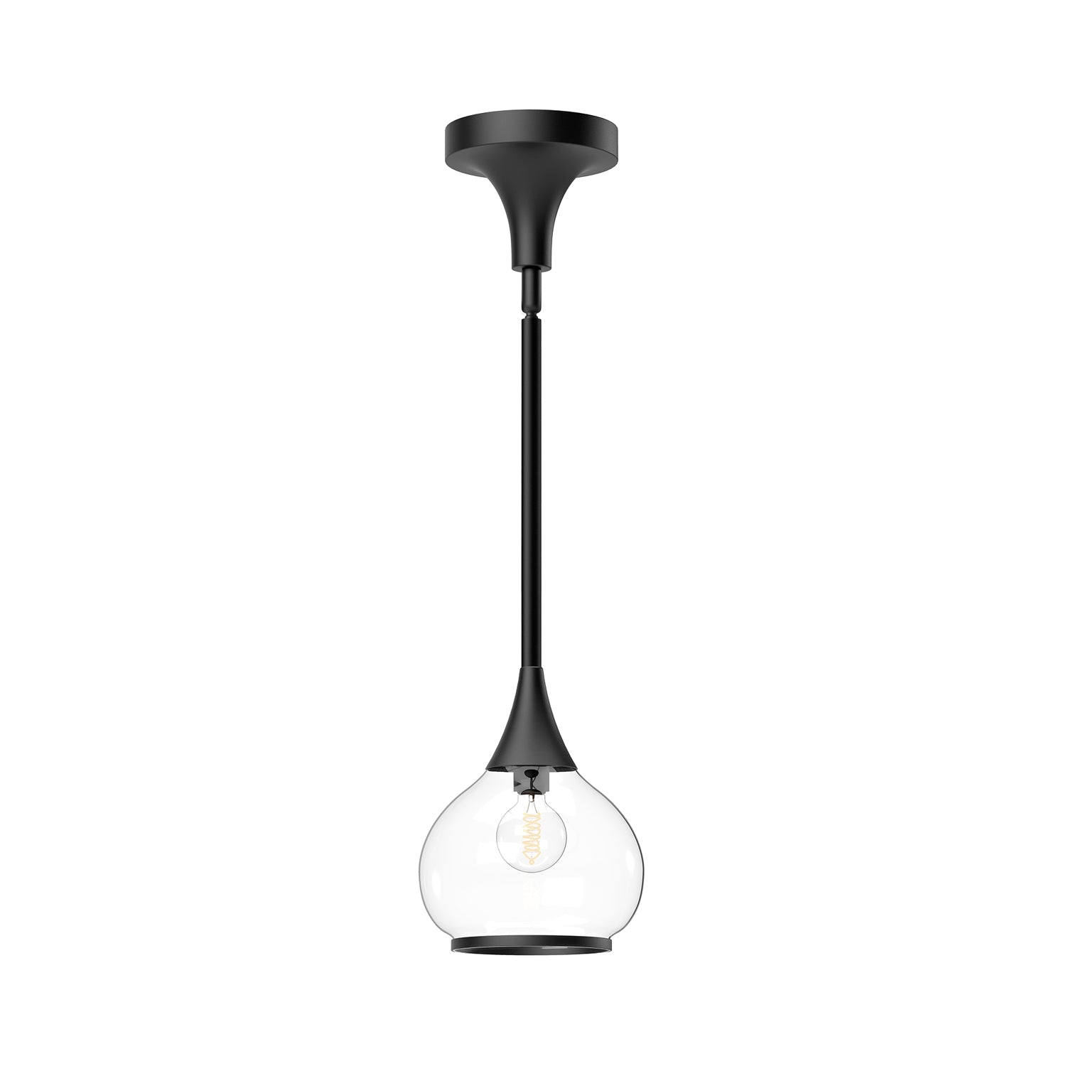 Hazel 6-in Clear Glass/Matte Black 1 Light Pendant by Alora Lighting | PD524006MBCL | Alora Lighting