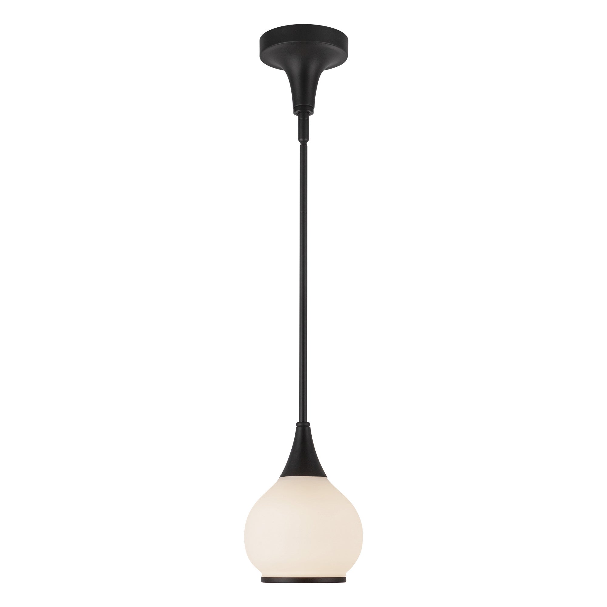 Hazel 6-in Matte Black/Opal Matte Glass 1 Light Pendant by Alora Lighting | PD524006MBOP | Alora Lighting