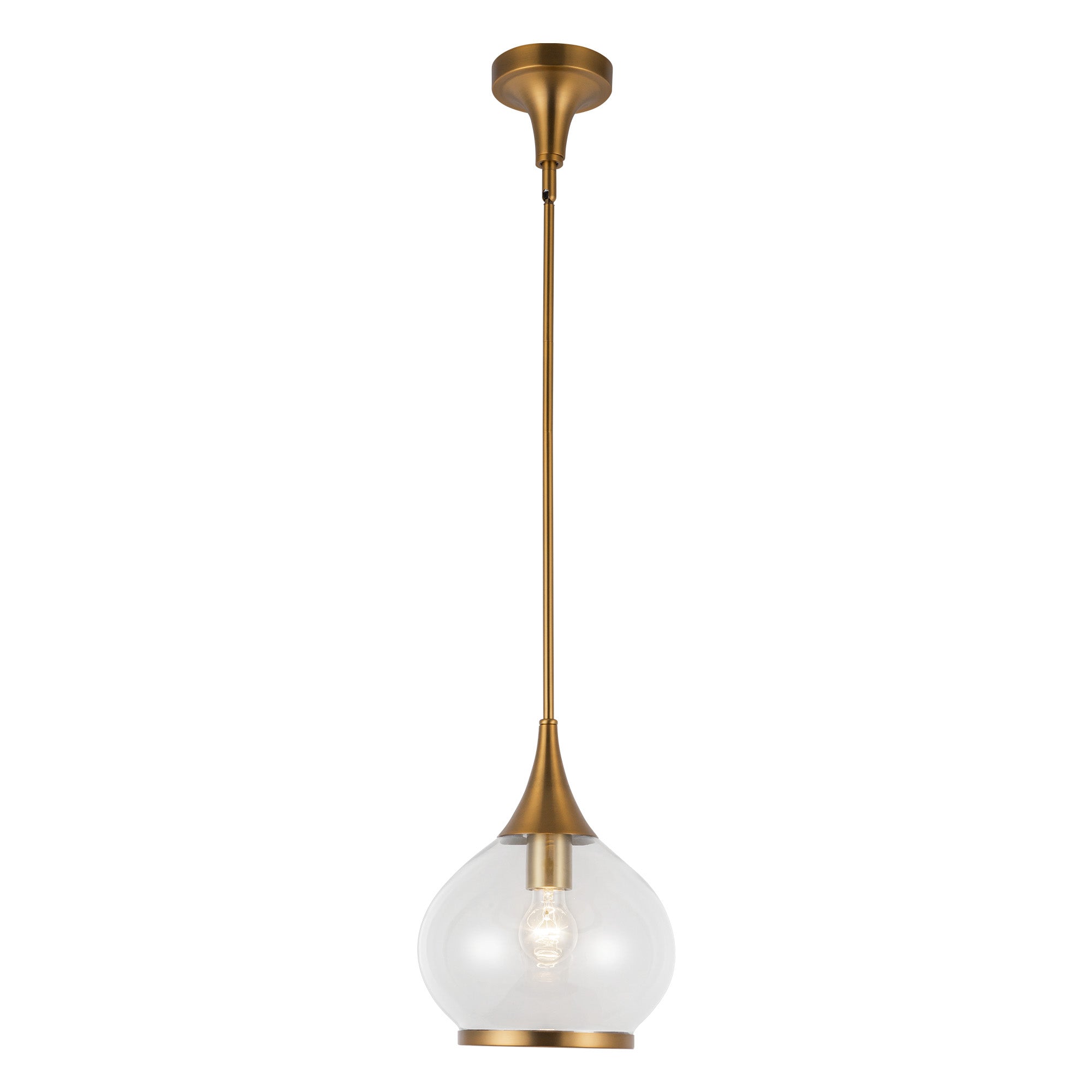 Hazel 10-in Aged Gold/Clear Glass 1 Light Pendant by Alora Lighting | PD524110AGCL | Alora Lighting