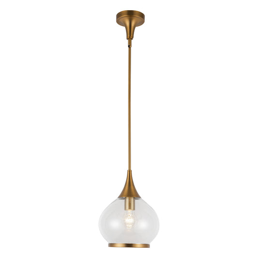 Hazel 10-in Aged Gold/Clear Glass 1 Light Pendant by Alora Lighting | PD524110AGCL | Alora Lighting
