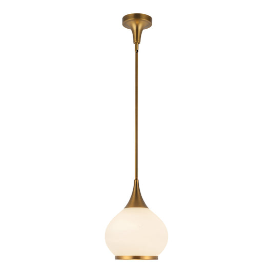 Hazel 10-in Aged Gold/Opal Matte Glass 1 Light Pendant by Alora Lighting | PD524110AGOP | Alora Lighting
