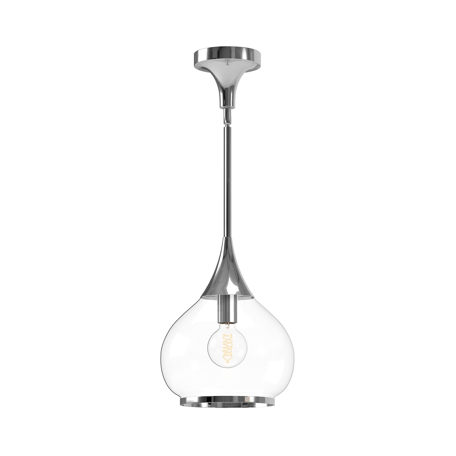 Hazel 10-in Chrome/Clear Glass 1 Light Pendant by Alora Lighting | PD524110CHCL | Alora Lighting
