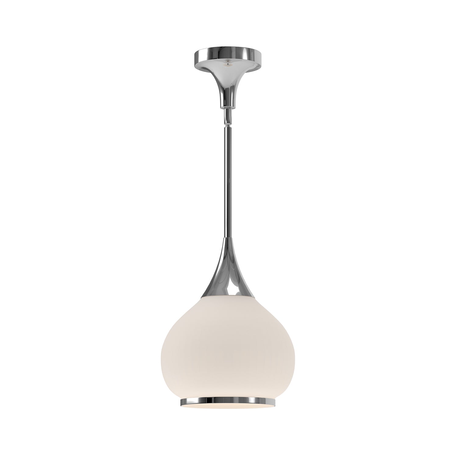 Hazel 10-in Chrome/Opal Matte Glass 1 Light Pendant by Alora Lighting | PD524110CHOP | Alora Lighting