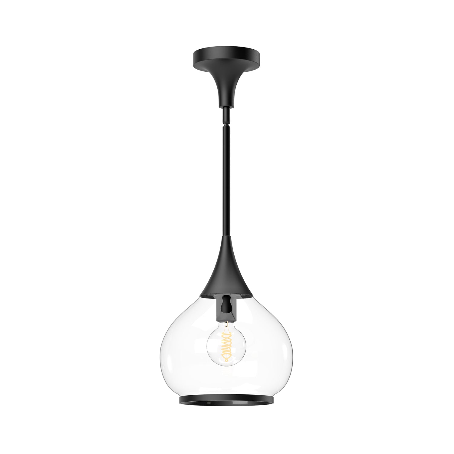 Hazel 10-in Clear Glass/Matte Black 1 Light Pendant by Alora Lighting | PD524110MBCL | Alora Lighting