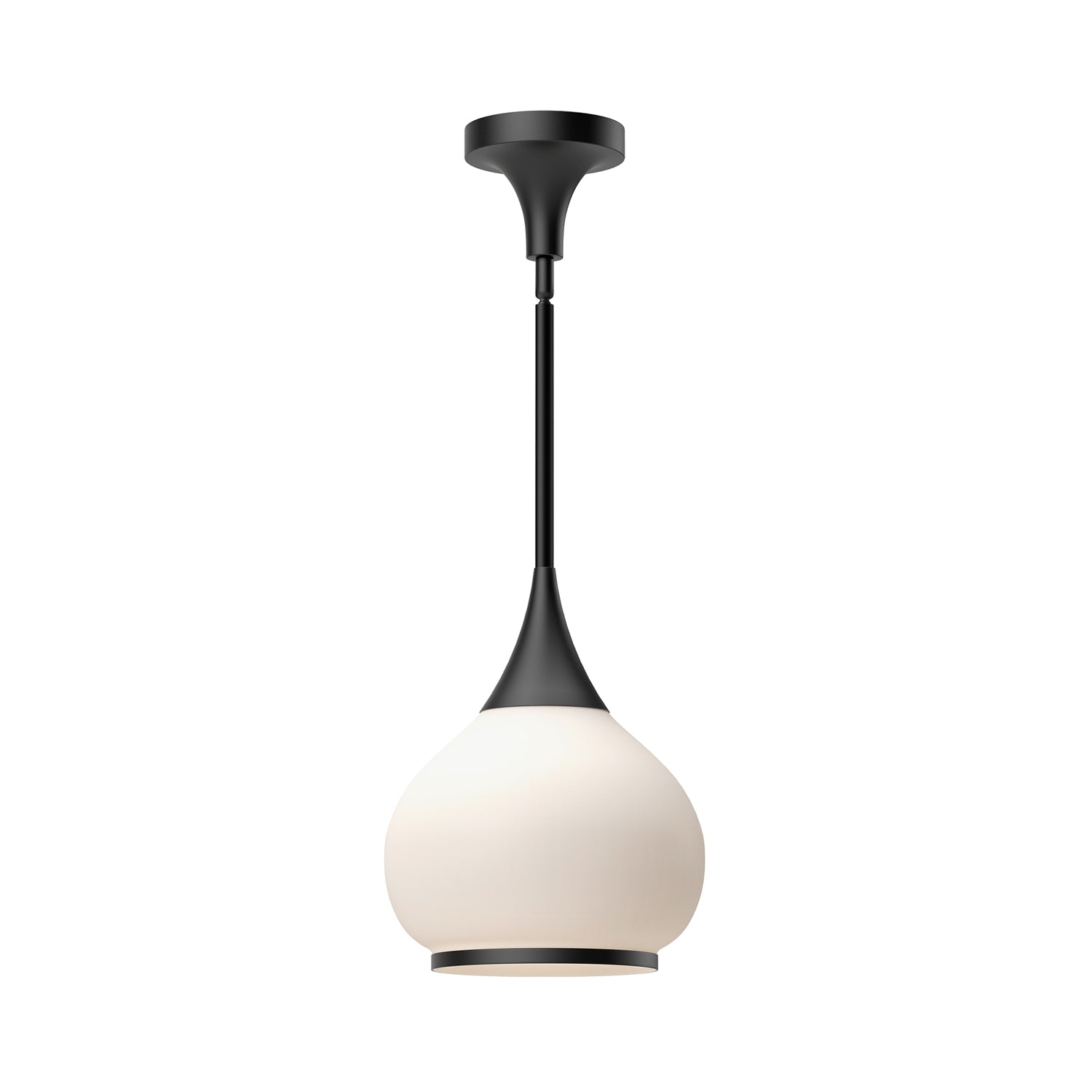 Hazel 10-in Matte Black/Opal Matte Glass 1 Light Pendant by Alora Lighting | PD524110MBOP | Alora Lighting