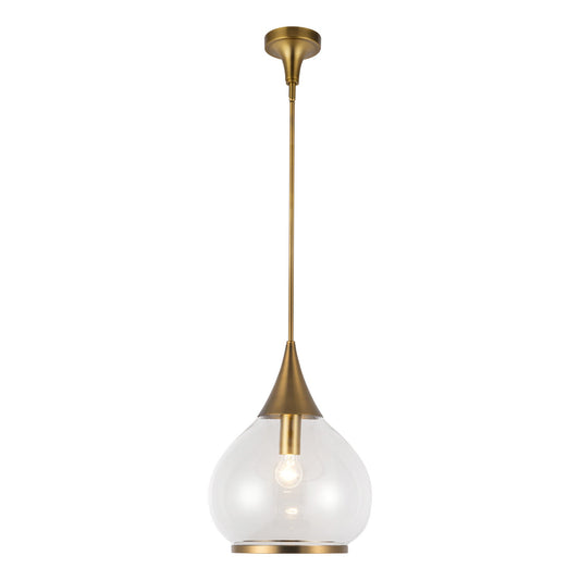 Hazel 14-in Aged Gold/Clear Glass 1 Light Pendant by Alora Lighting | PD524214AGCL | Alora Lighting